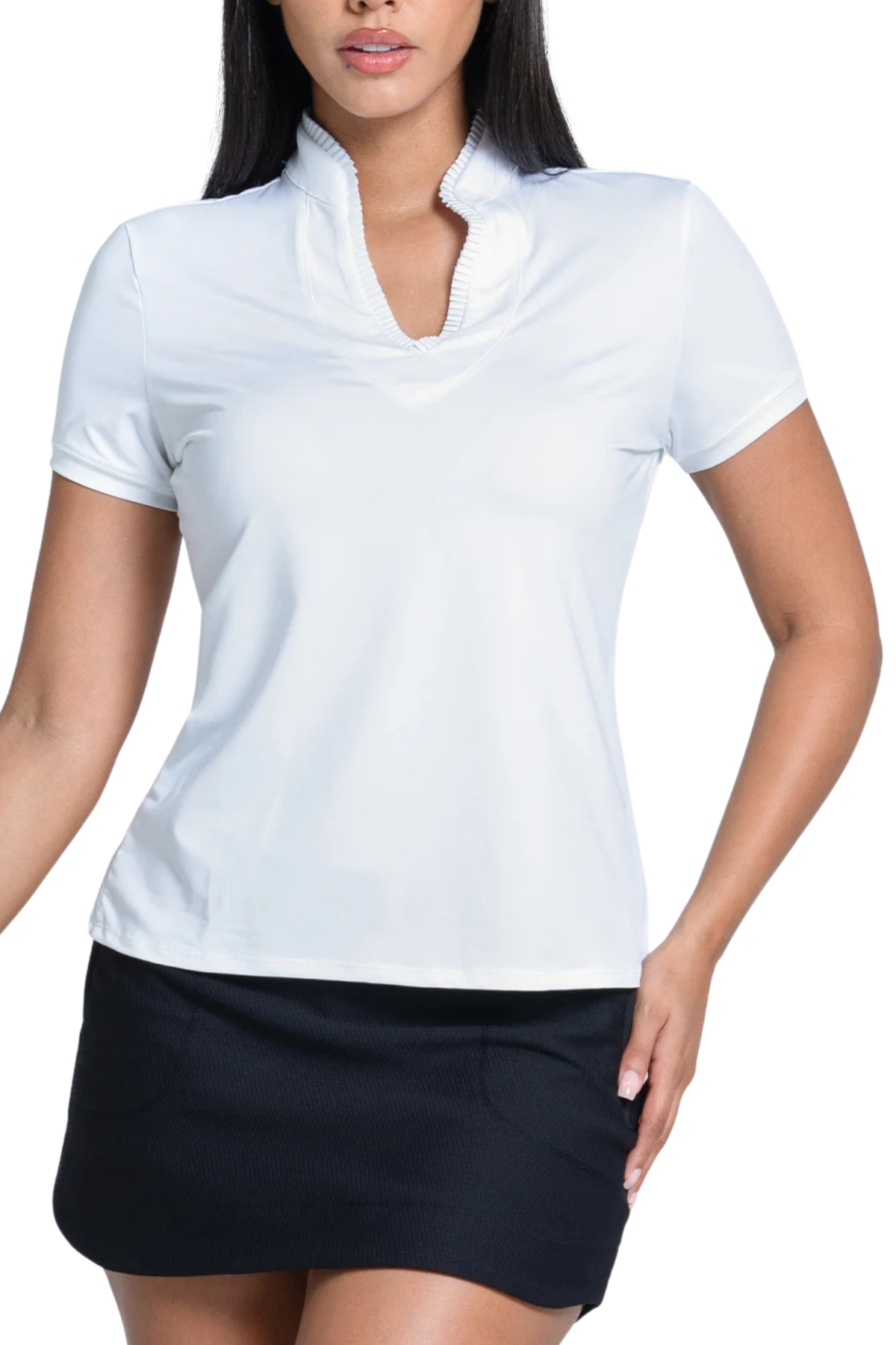 Lucky In Love Pleated Placket Short Sleeve