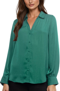 Classic V-Neck Button Down Blouse