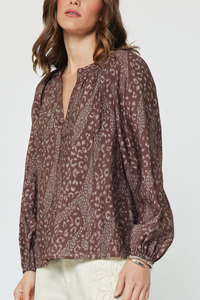 Abstract Animal Print Long Sleeve Blouse