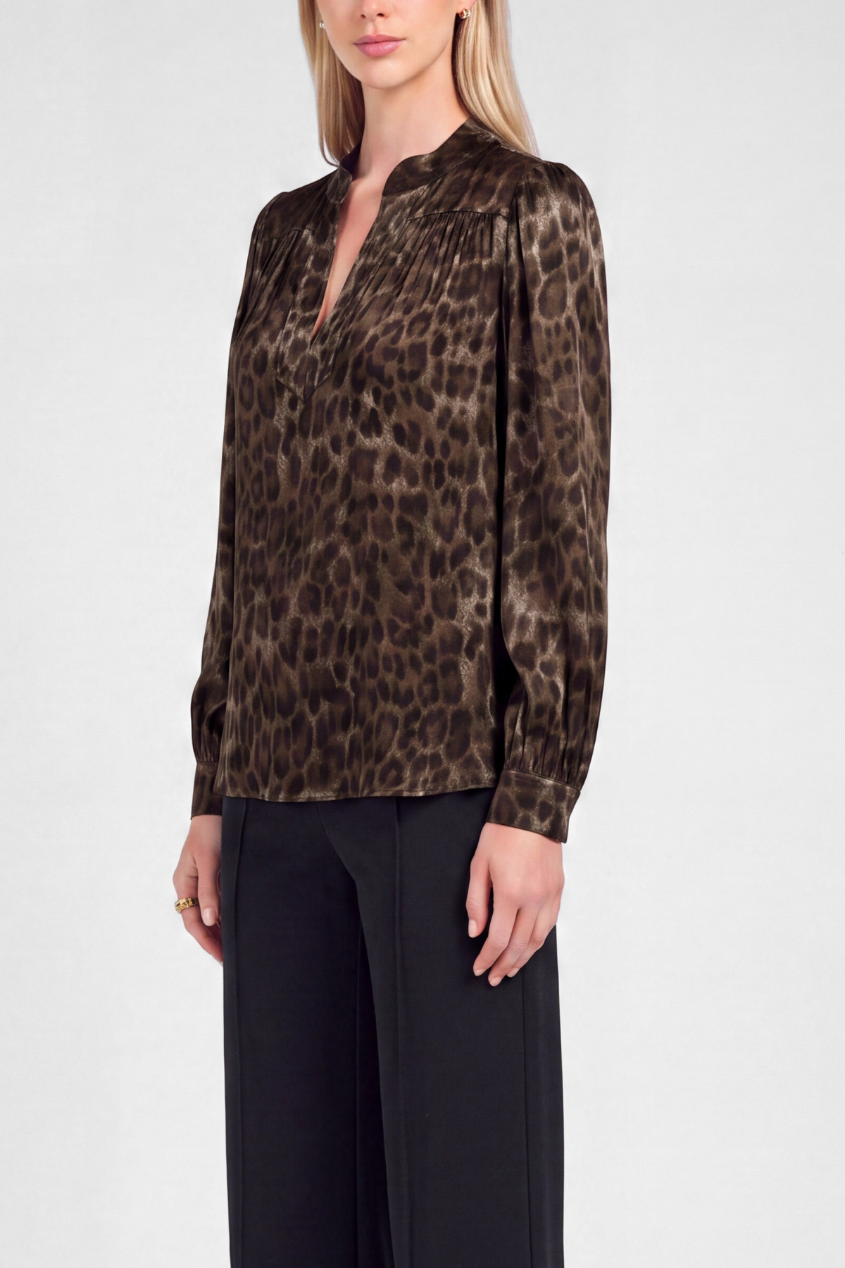 Leopard Print Long Sleeve Blouse