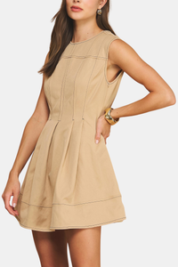 Sleeveless Pleated Mini Dress