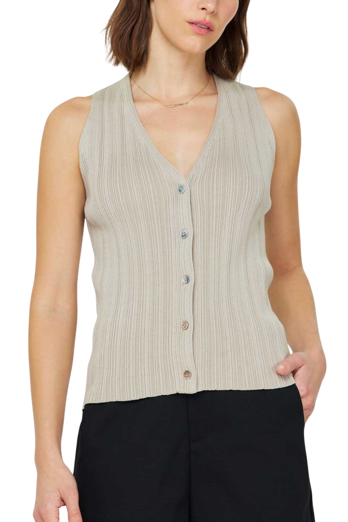 Pleated Sleeveless Sweater Top
