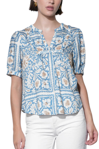 Charlotte Split Neck Elbow Sleeve Top