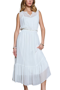 Sheer Gathered Midi Dress
