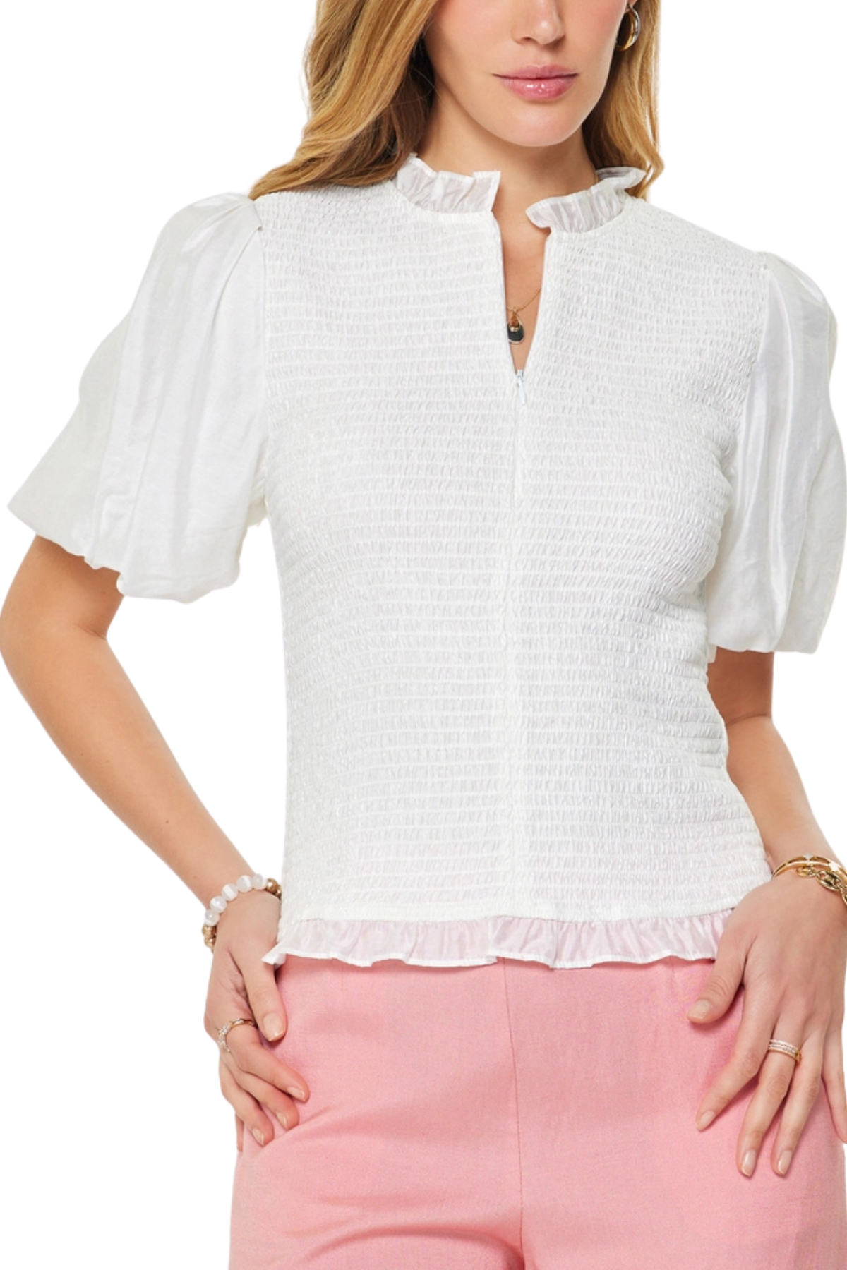 Puff Sleeve Smocked Top