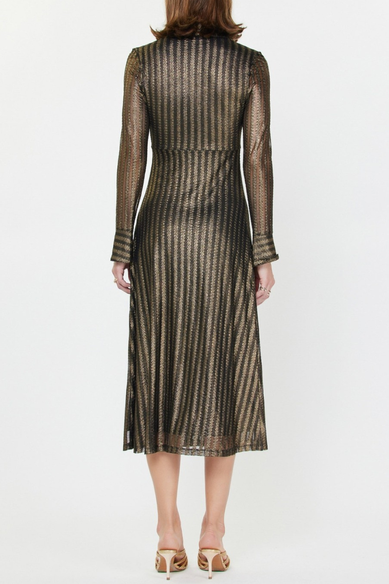 Metallic Striped Midi Dress