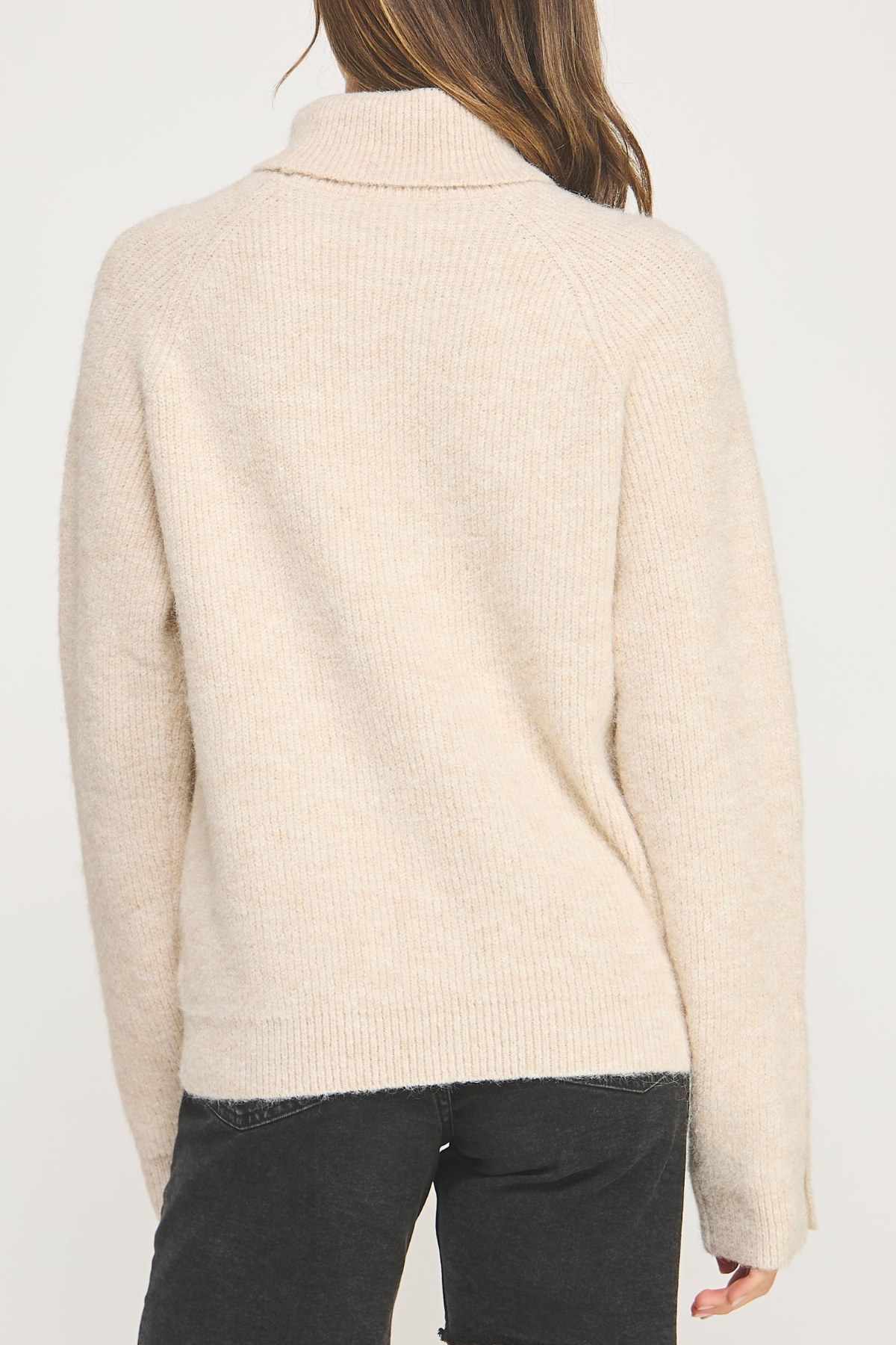 Button Sleeve Turtle Neck Sweater