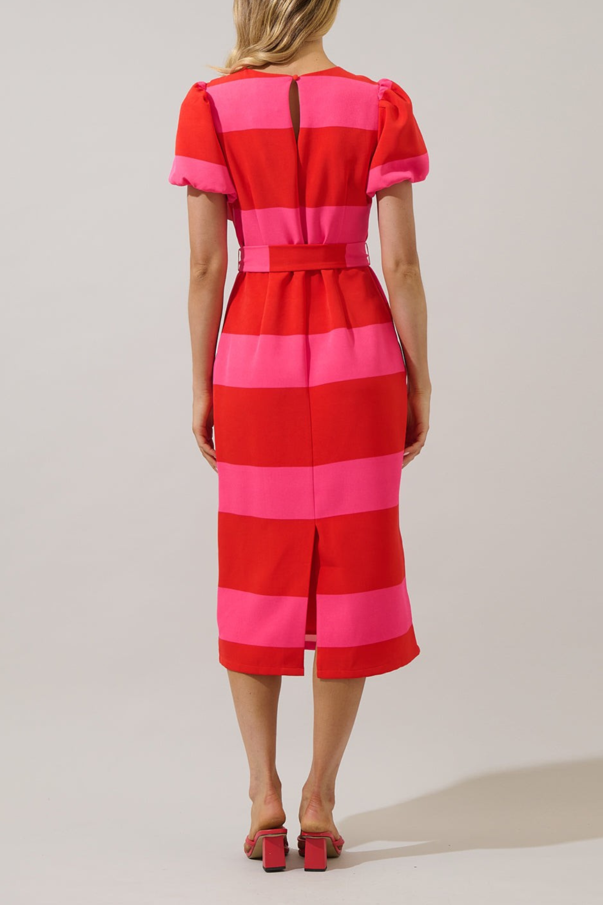 Lolli Stripe Senidy Puff Sleeve Midi Dress