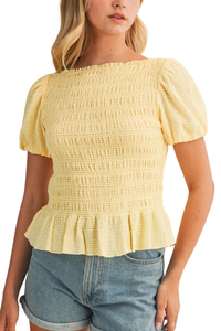 Smocked Puff Sleeve Top