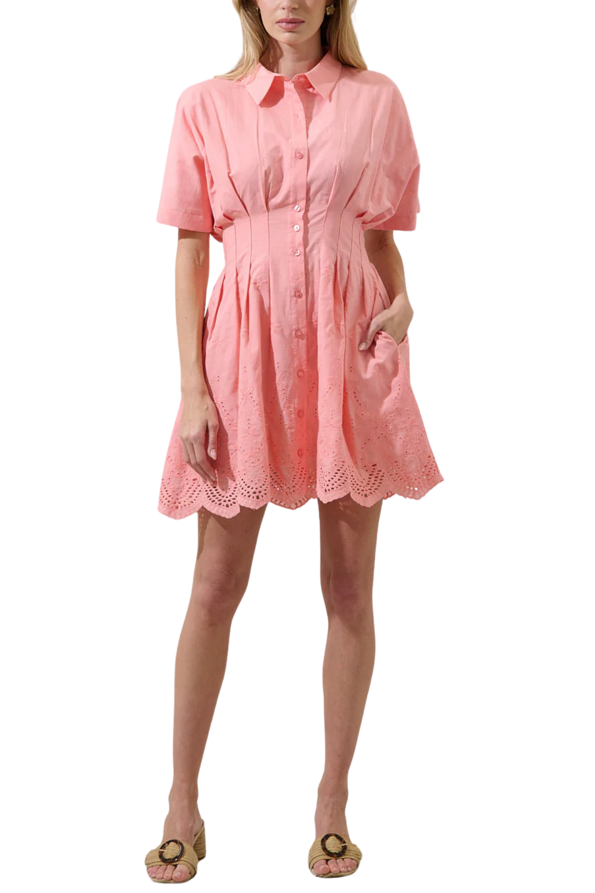 Sammie Collared Eyelet Mini Dress