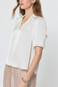 Collared V-Neck Blouse