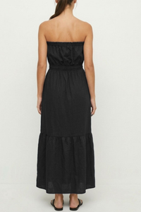 Strapless Drawstring Waist Maxi Dress