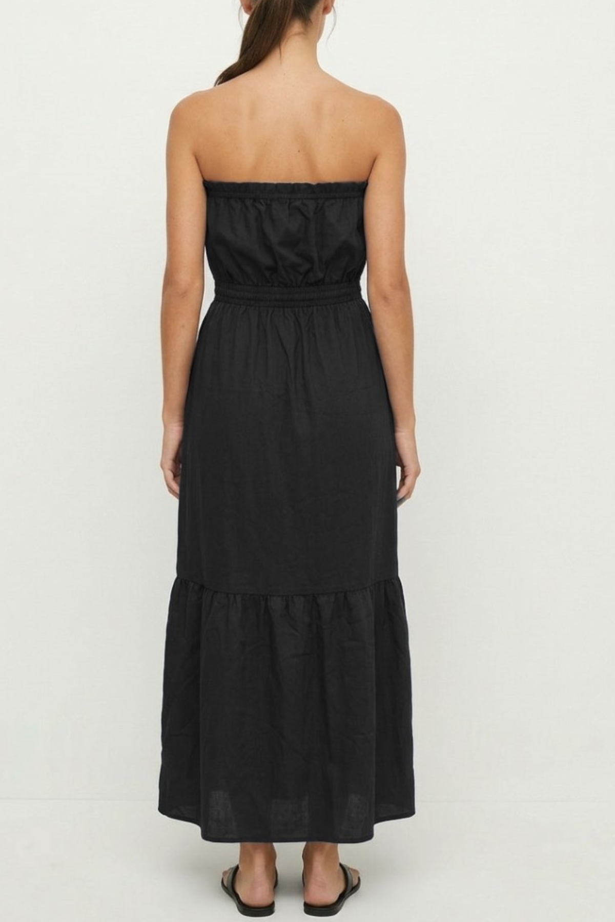 Strapless Drawstring Waist Maxi Dress