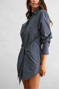 Striped Button Down Shirt Dress
