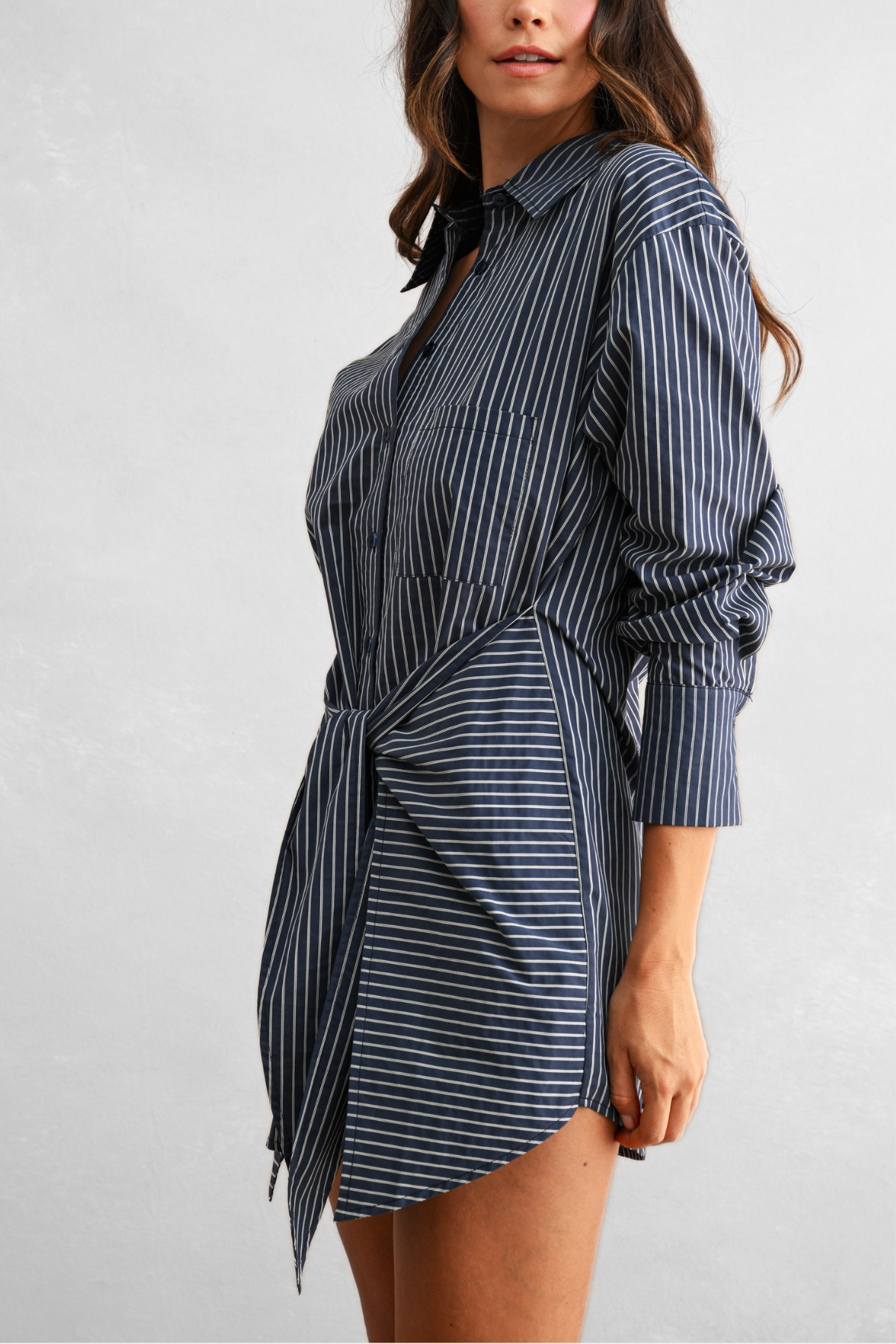 Striped Button Down Shirt Dress