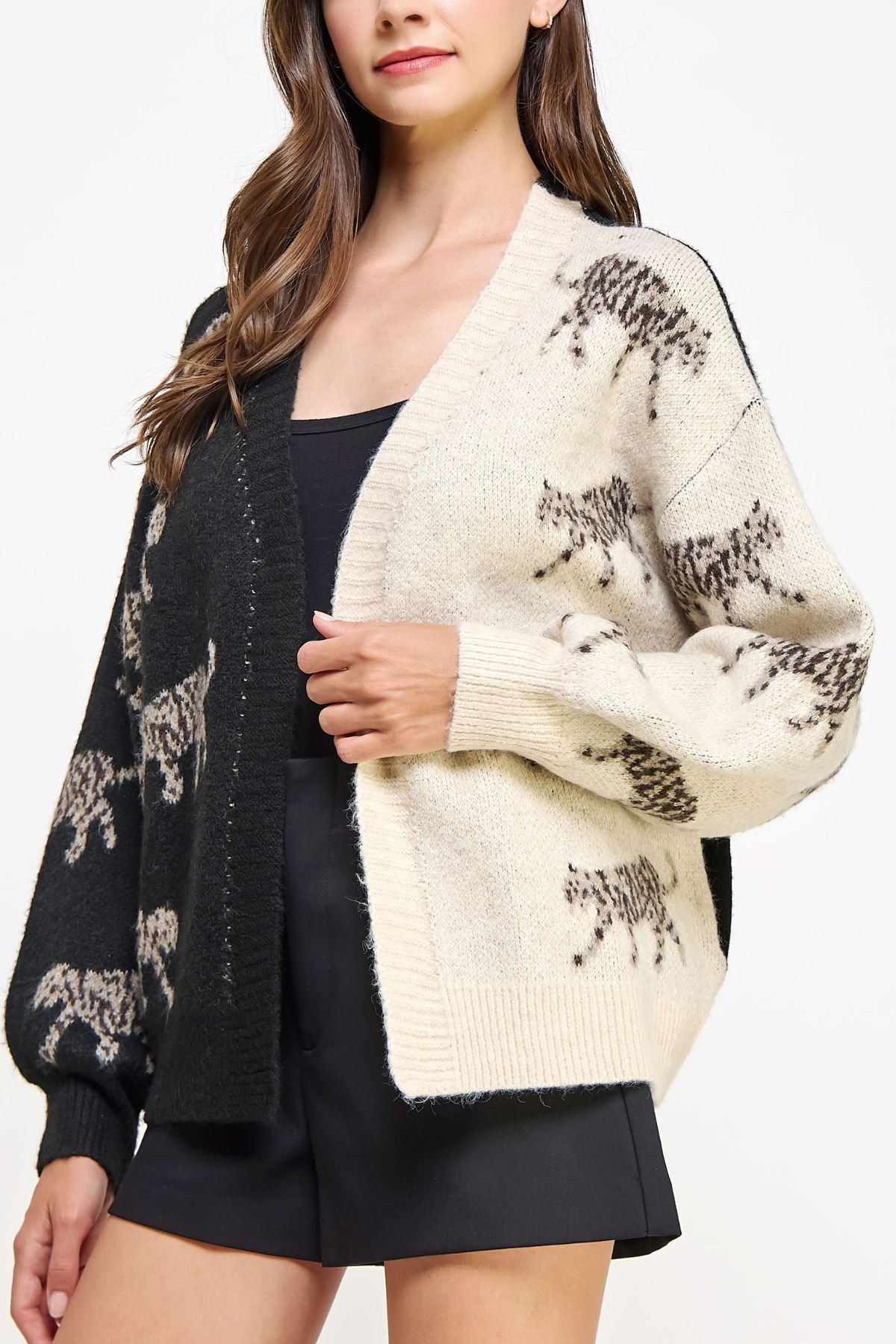 Leopard Color Block Cardigan