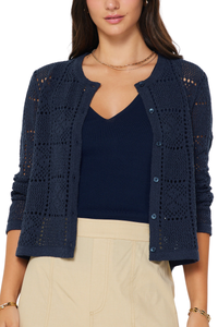 Open Knit Button Down Cardigan