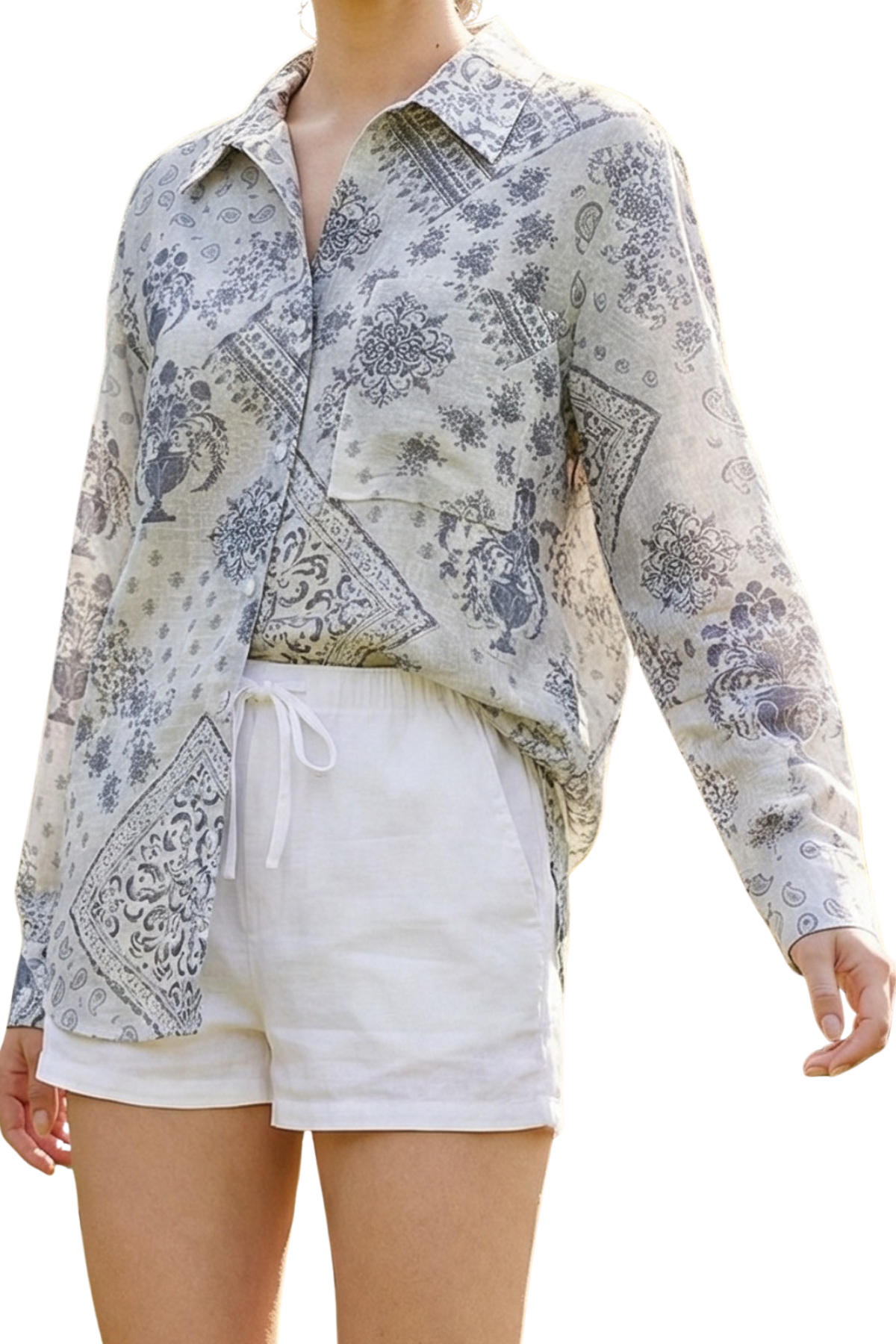 Bandana Front Button Down Shirt