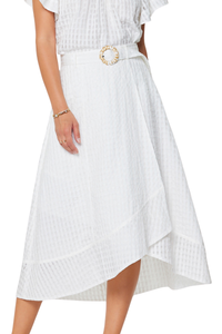 Asymmetric Hem A-Line Midi Skirt