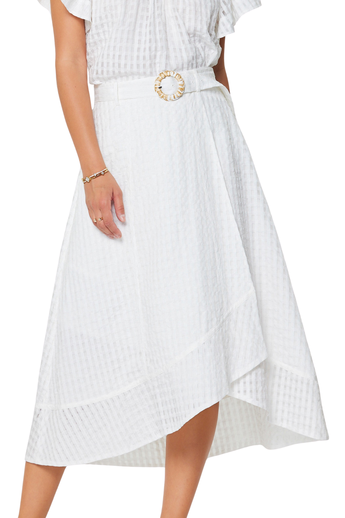 Asymmetric Hem A-Line Midi Skirt