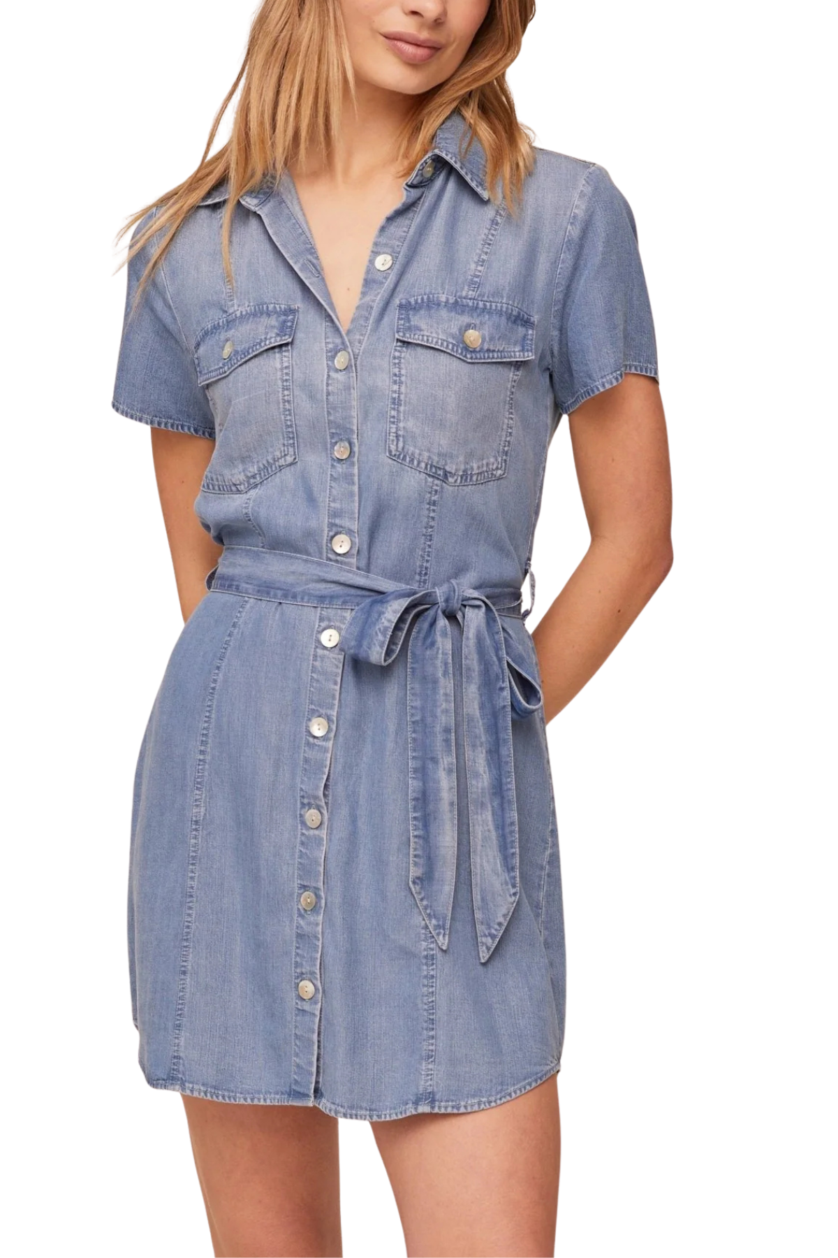 Bella Dahl Short Sleeve Seamed Shirt Dress