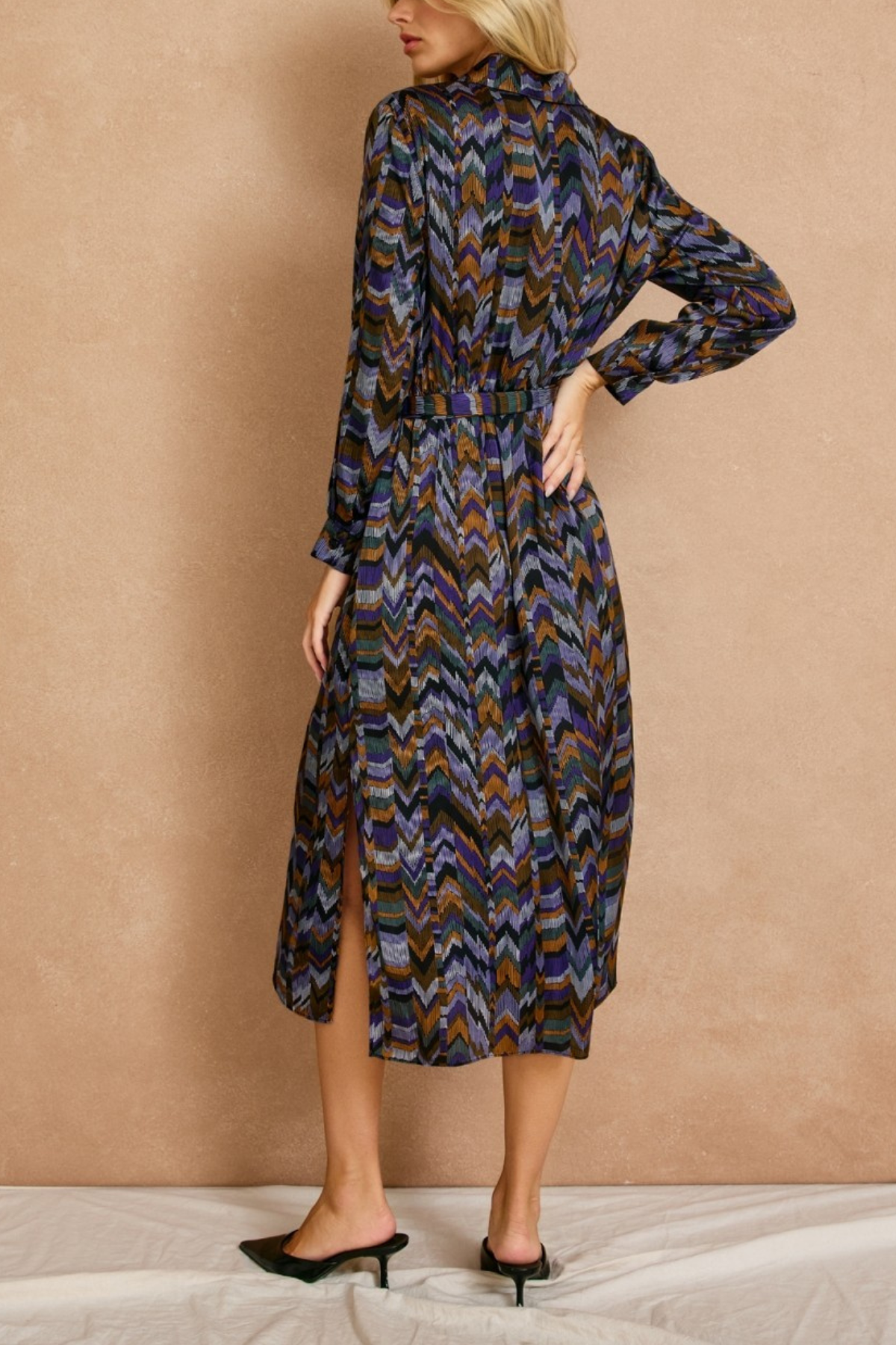 Roll With It Satin Shirt Dress