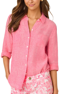 Lilly Pulitzer Sea View Linen Button Down Shirt