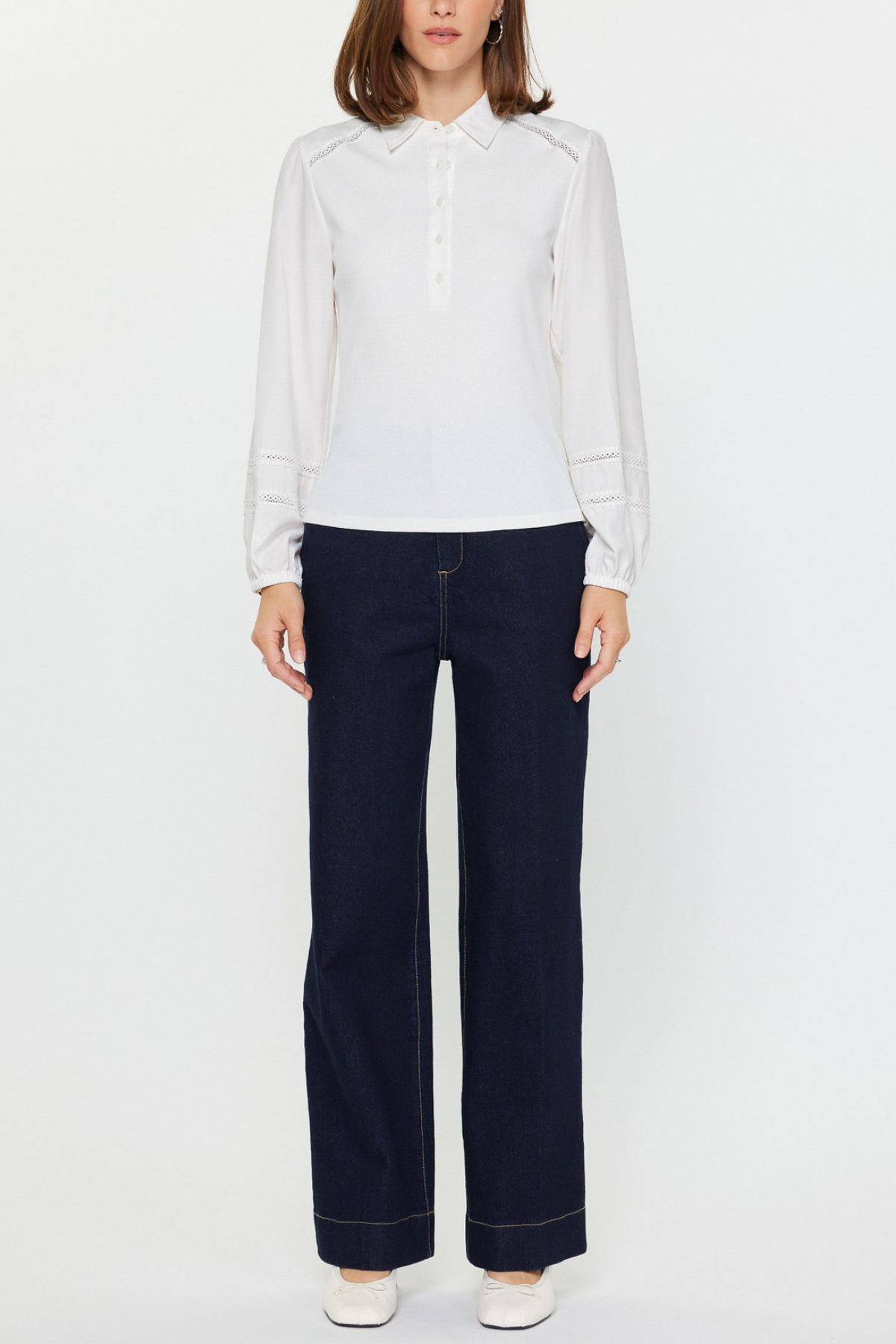 Mixed Media Polo Knit Top