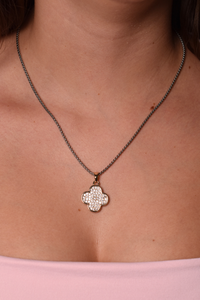Mixed Metal Clover Pendant Necklace