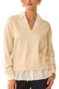 SRB Double Layer Collared Sweater Top