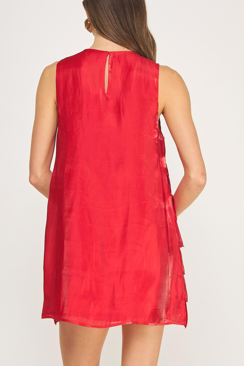 Tiered Satin Mini Dress
