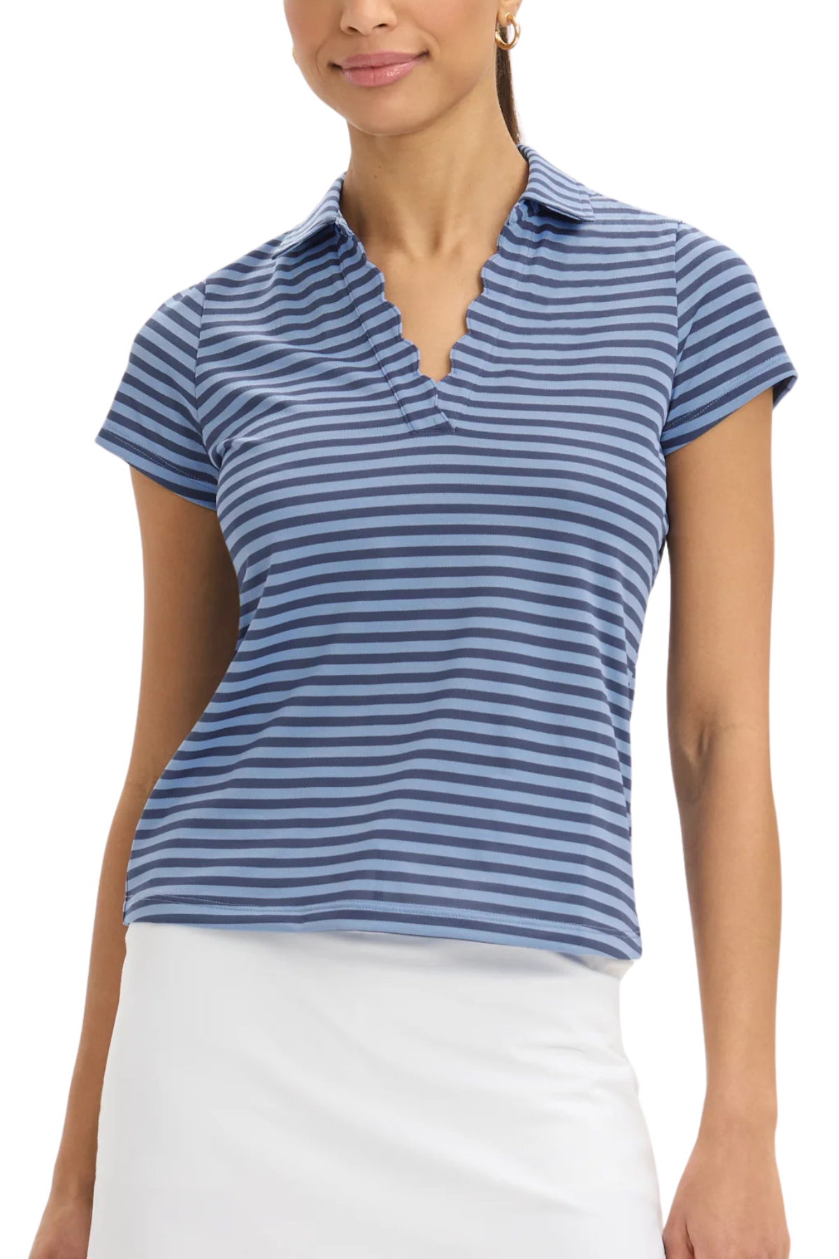 Renwick Stripe Scallop Placket Polo