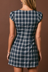 Square Neck Cap Sleeve Mini Dress