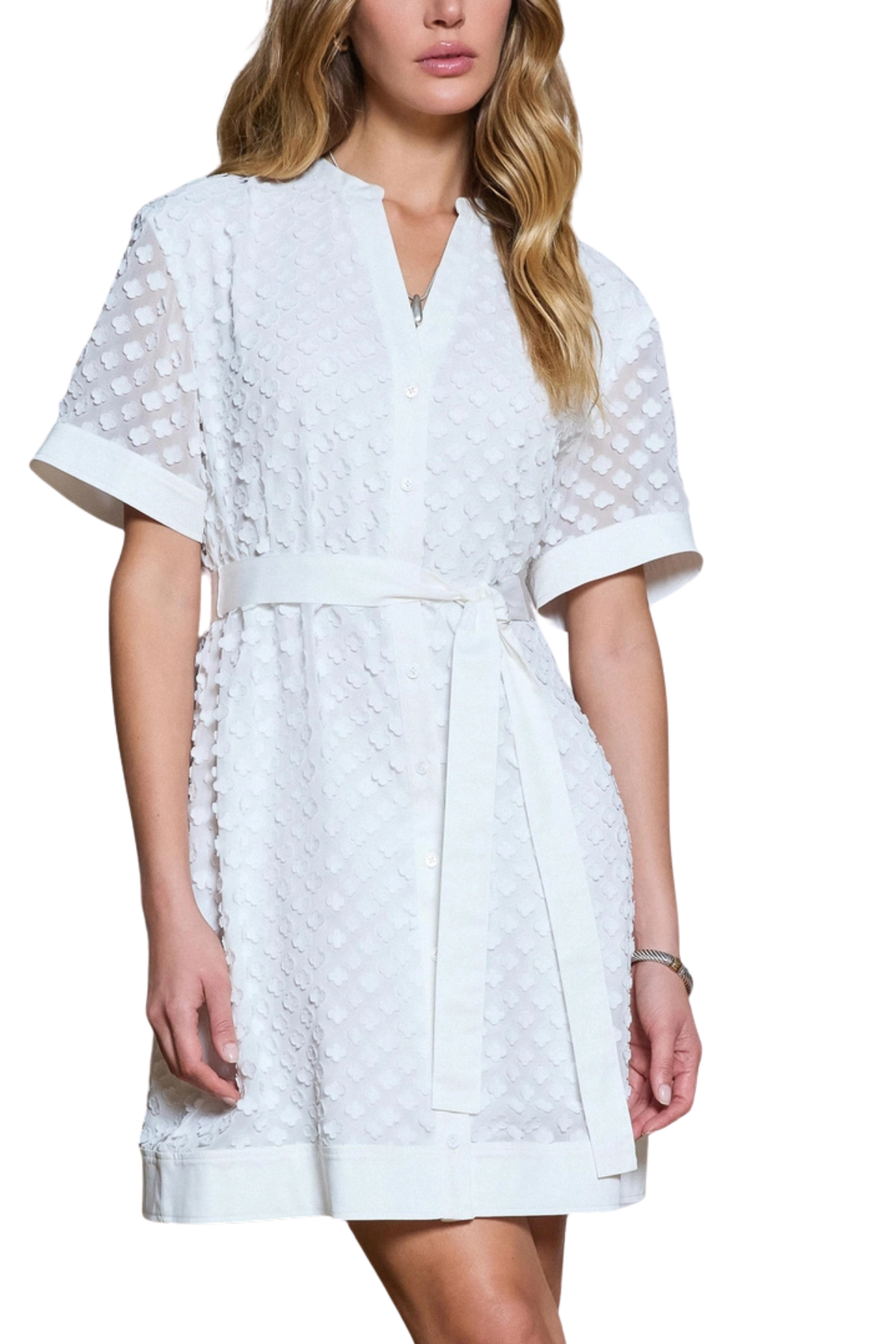 Textured Button Down Dress