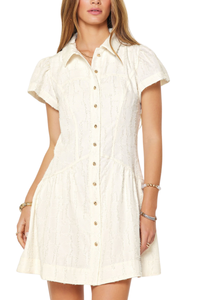Textured Button Down Mini Dress