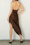 Dull Satin Side Pleated Dress