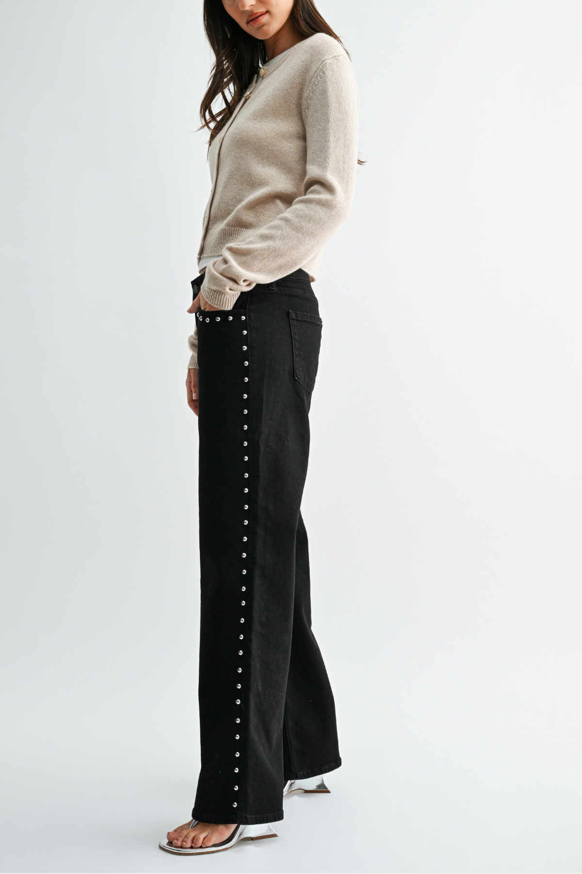 JBD Low Rise Studded Baggy Jean