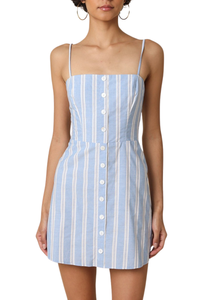 Finn Stripe Button Front Mini Dress