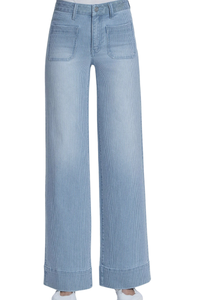 Vervet High Rise Patch Pocket Striped Wide Jeans