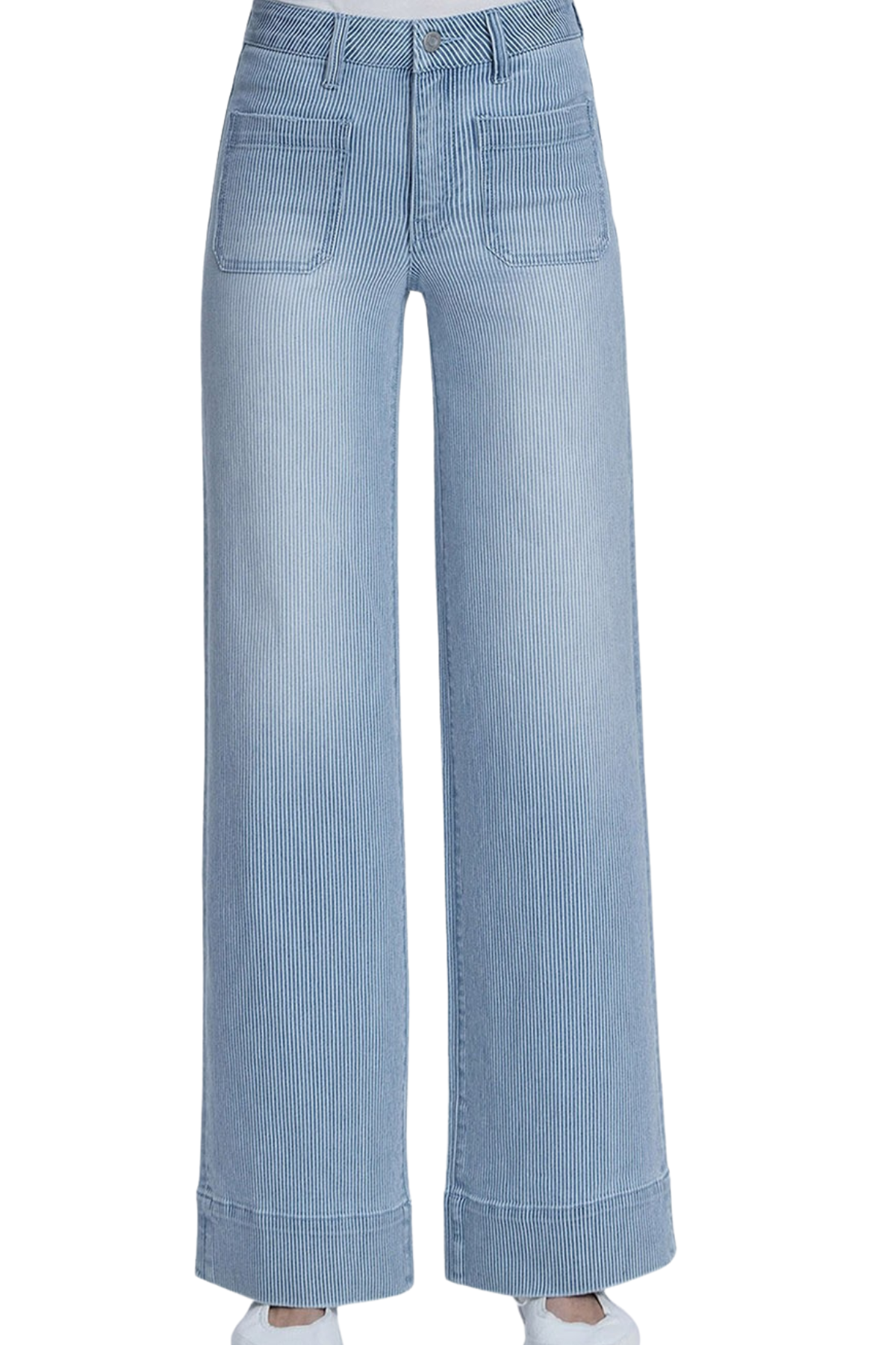 Vervet High Rise Patch Pocket Striped Wide Jeans