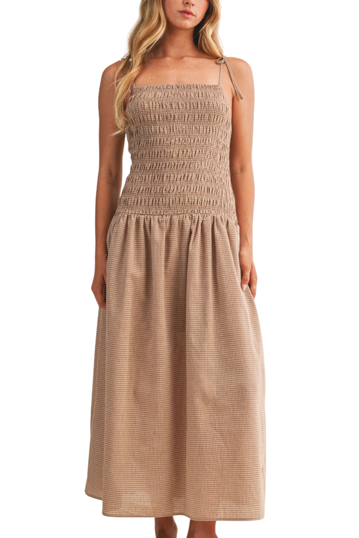 Gingham Dress - LIGHT CHOCOLATE / M Gingham Dress - LIGHT CHOCOLATE / M