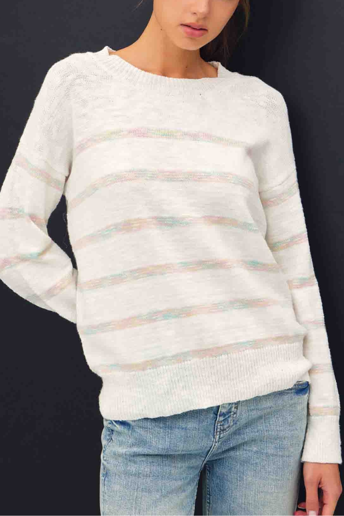 Lexi Drop Shoulder Striped Sweater