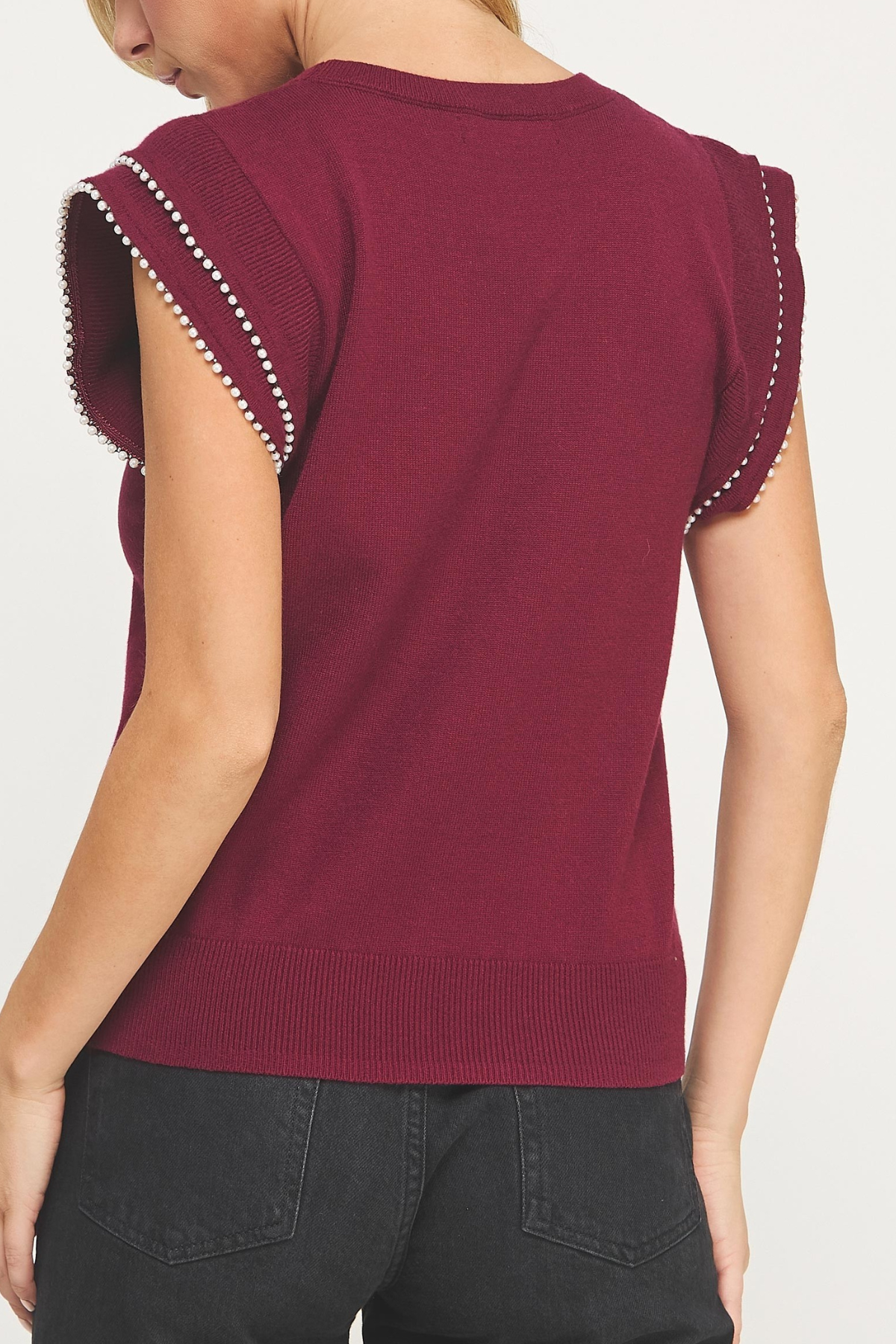 Pearl Trim Sweater Top
