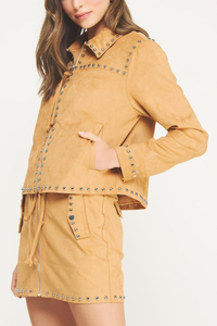 Studded Detail Suede Jacket
