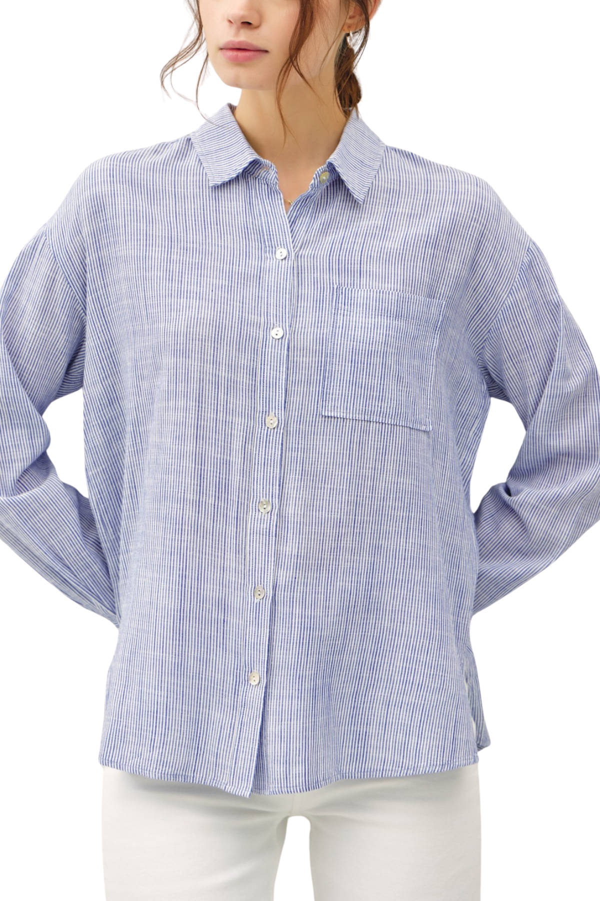 Lexi Pinstripe Button Down Shirt