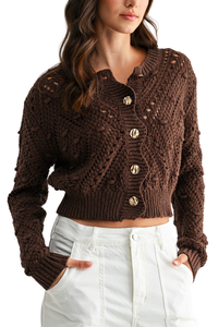 Knit Cardigan With Gold Button Detail