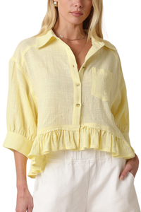 Kali Button Front Ruffle Hem Top