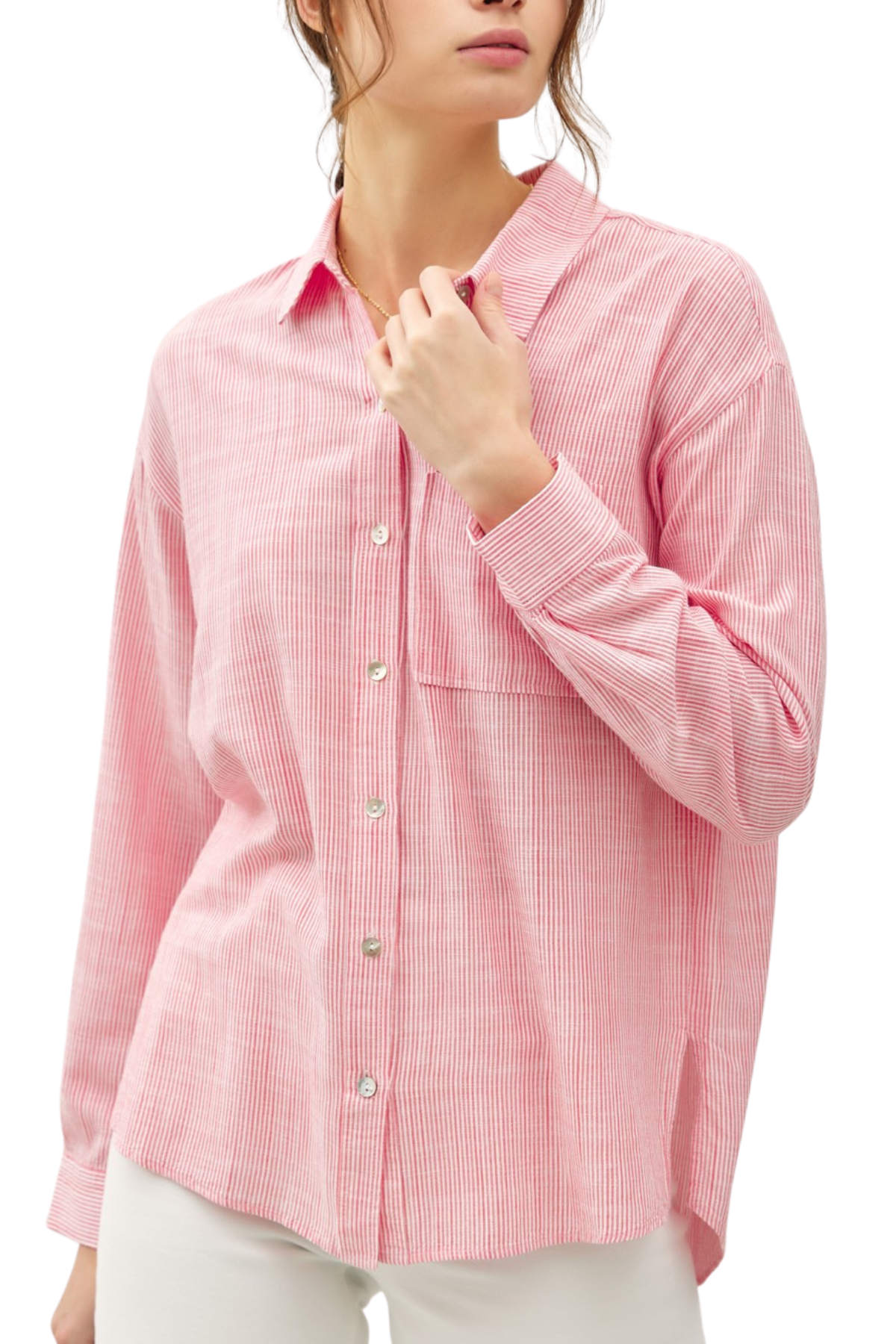 Lexi Pinstripe Button Down Shirt