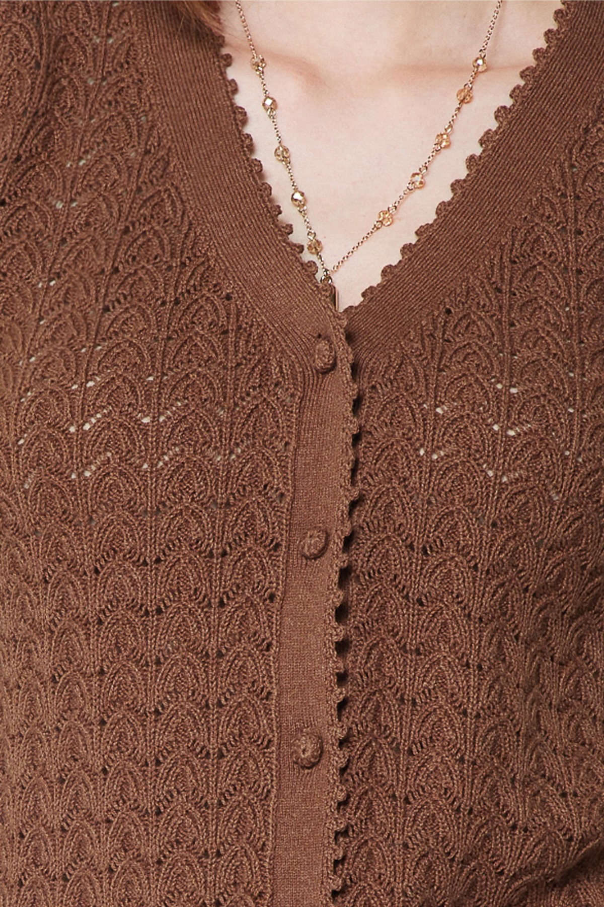 Short Sleeve Scalloped Edge Cardigan