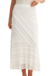 Textured Diagonal Lace Midi Skirt